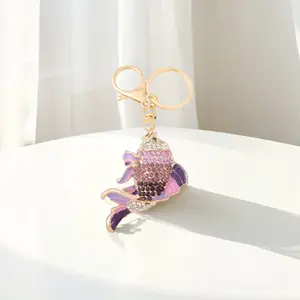 1pc Creative Lucky Koi Keychain - with Vivid Pink and Purple Scales, Durable Car Luggage Bag Charm for Women Fashion Accessories