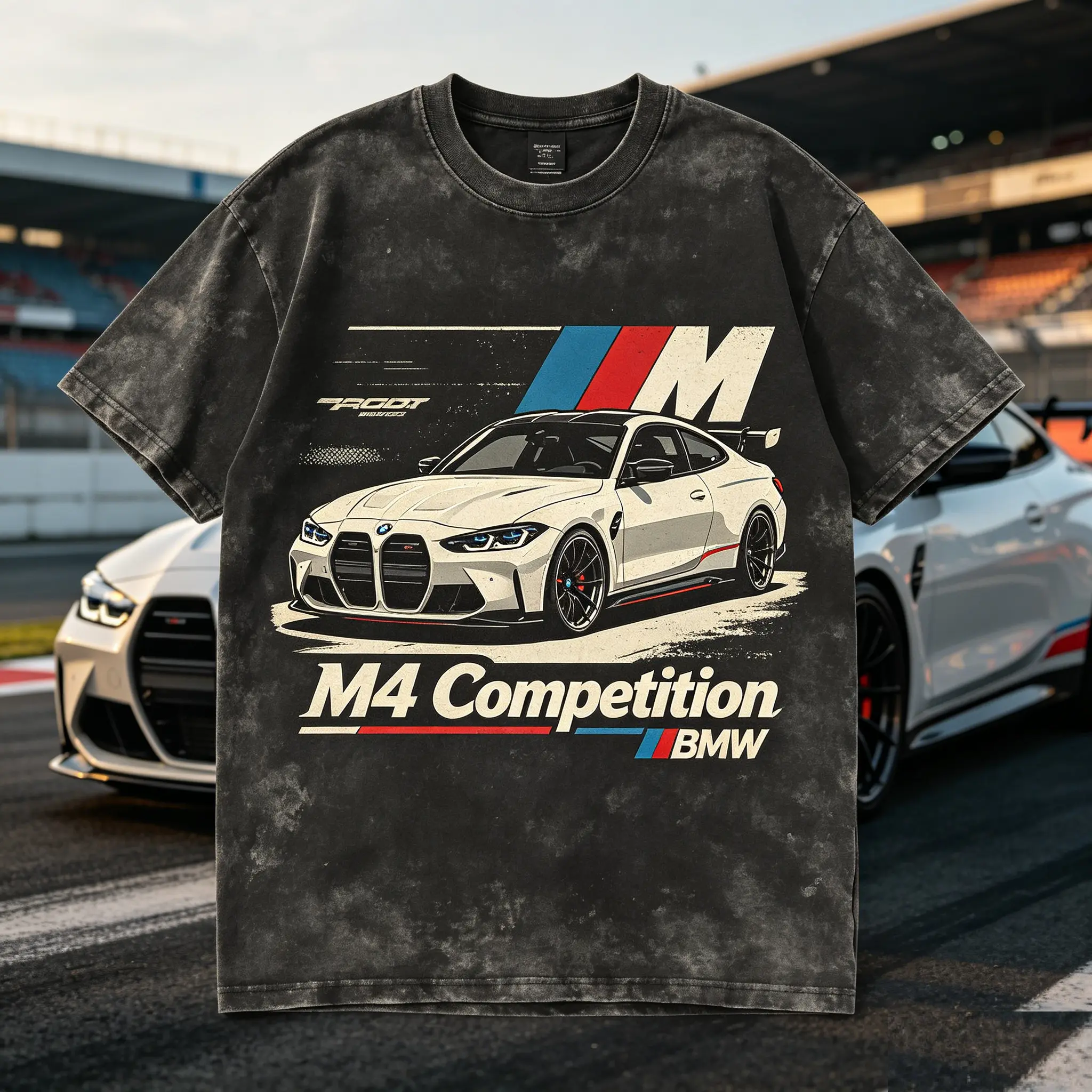Good Graphic Tees Graphic T-shirts,Streetwear Graphic Tee M4 Competition Unisex Fit Washed T-Shirt Racing Style Men's Gifts