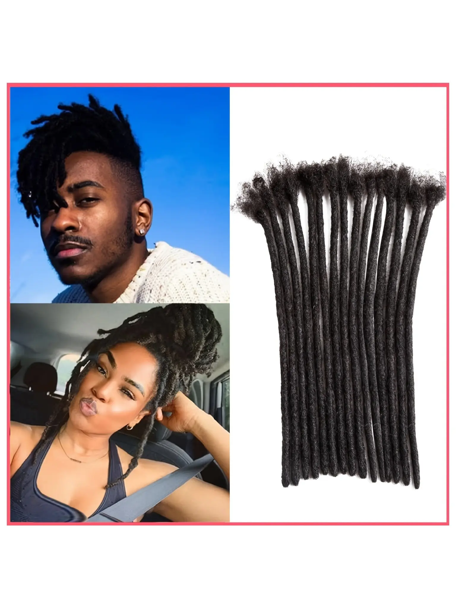 Dreadlock Extensions Human Hair 10 Strands Natural Color Full Handmade Permanent Loc Extension Human Hair For Women/Men/Kids Can Be Dyed Bleached Curled Twisted 4-16inch Boho Locs Dreadlocks Extensions