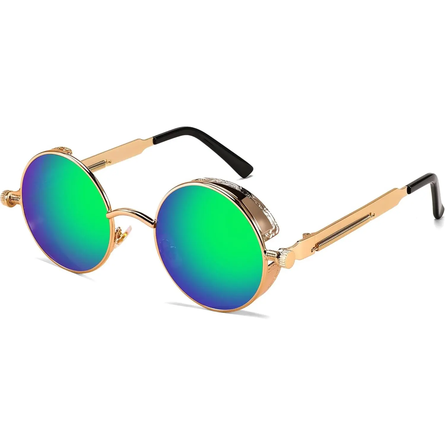 Retro Steampunk Sunglasses Round Metal Frame Punk Circle UV400 Amazon.com: HJSTES Vintage Round Steampunk Sunglasses for  main image 3