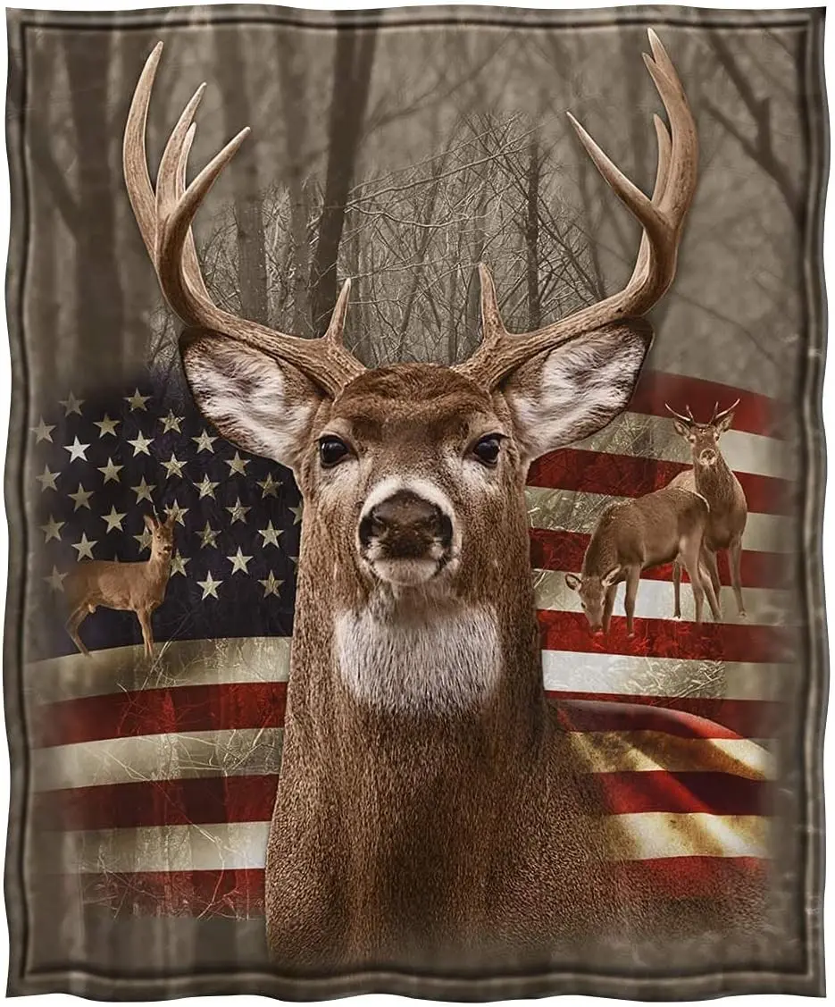 Deer Blankets Soft Warm Plush Fleece Throw for Couch Sofa Bed