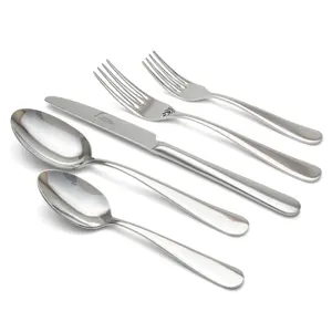 Modern Flatware (20 pc Set / 4 Place Settings) – Handcrafted in Europe – Made of 18/10 Stainless Steel for Everyday Dining – Includes Forks, Knives & Spoons – Dishwasher Safe – by Larder & Vine