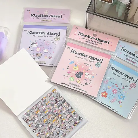 Mini Stickers Scrapbook Supplies Adhesive Book - 24 Sheets, 1600+ Cute Cartoon & Flower Cut-Outs, Kawaii Planner, Journaling, Diary Sticker Pack for Creative DIY Projects