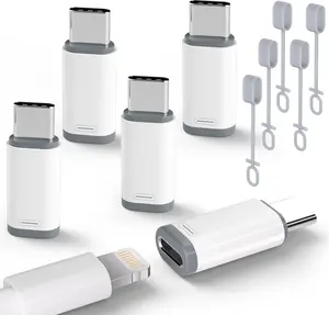 5 Pack USB C to Lightning Charge Adapter for iPhone 17 16 15, Lightning to USB C Adapter with Fast Charge Data Transfer for iPhone 17 16 15 Pro Max, Galaxy S24 S23, Pixel 8 7, iPad Pro, MacBook Pro