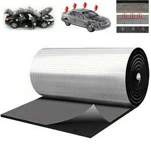 Self-Adhesive Aluminum Foil Insulation Soundproof Foam Cotton, Car Engine Hood Noise Pad, High Density Fire Retardant Material, High Temperature Resistant