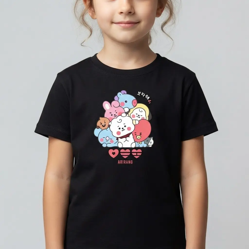 Kpop Inspired Anime Style T-Shirt, Cute Kids and Family Matching Shirt, Korean Pop Fan Tee, Trendy Outfit kpop inspired tee, anime style