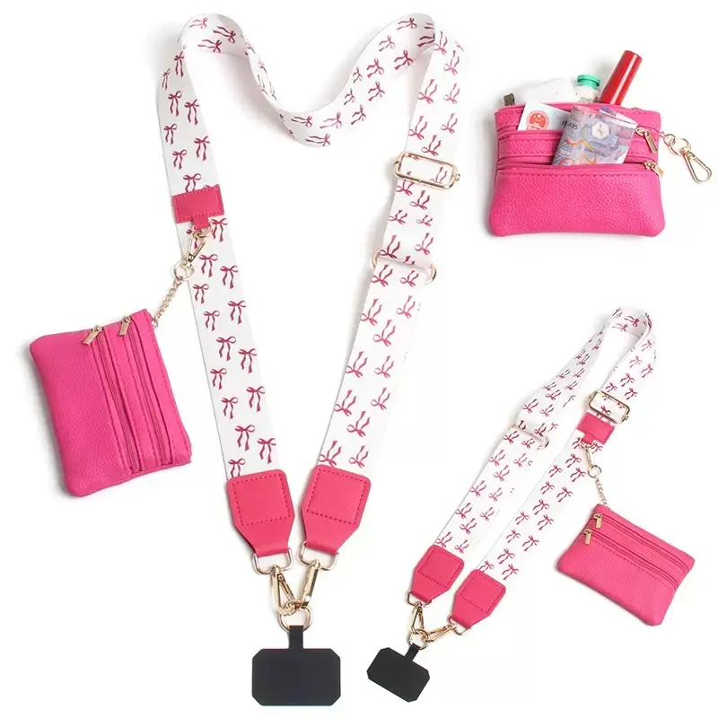 Durable Nylon Cellphone Lanyard with Integrated Wallet, Adjustable Crossbody Strap, Phone & Bag Accessory, Ideal Gift for Loved Ones - Mobile Phone Straps & Charms
