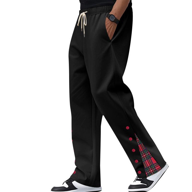 Contrast Color Drawstring No Fly Straight Track Sweatpants - White Solid Color Fitted Mid Waist Trousers with Micro Elasticity for All Seasons