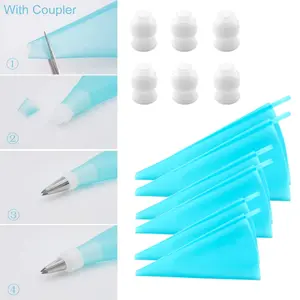 Cake Decorating Supplies for Baking with Reusable Pastry Bags and Tips, Piping Bags and Tips Set, 12pcs Cake Decorating Tools with 6 Piping Bags Couplers, 6pcs 3 Sizes (12”+14”+16”) Icing Pastry Bags