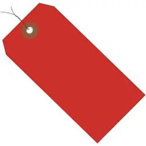 Box Partners  4.75 x 2.38 in. Red Plastic Shipping Tags - Pre-Wired - Pack of 100