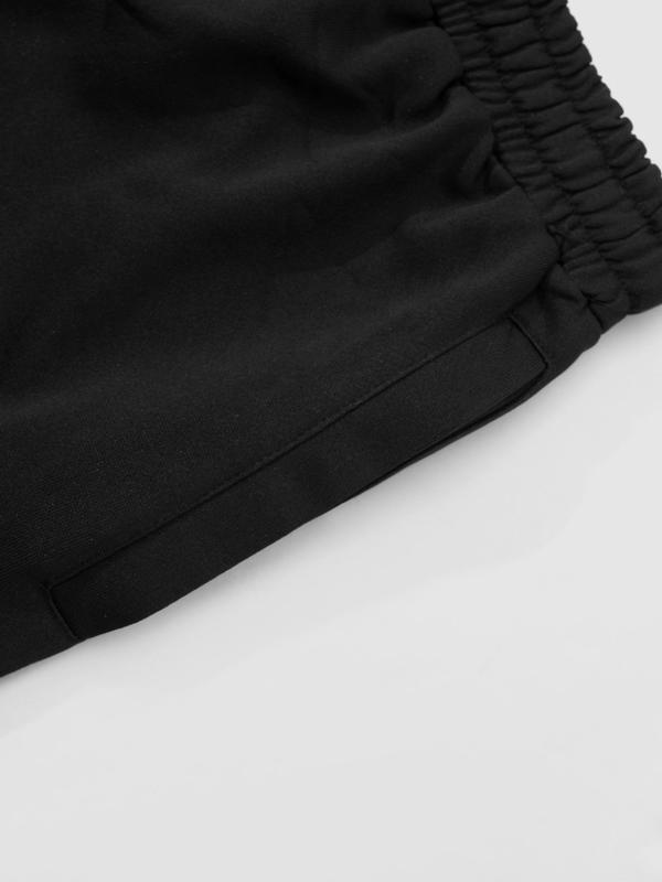 Men's Knitted Elastic Waist Pants, Stretchy Fabric, Casual Street Style, Vintage Look, Letter Cross Print, Straight Leg Design