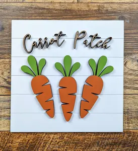 Easter Carrot Patch Laser Cut Wooden Board And Batten Sign Or Craft Kit