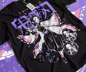 Shinobu Kocho T-Shirt Demon Slayer Kimetsu No Yaiba Design Anime Tee All Size Cotton Fabric