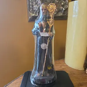 Sn. Benito Statue with Gold and Silver Details, Handcrafted Design, Ideal for Home Decor