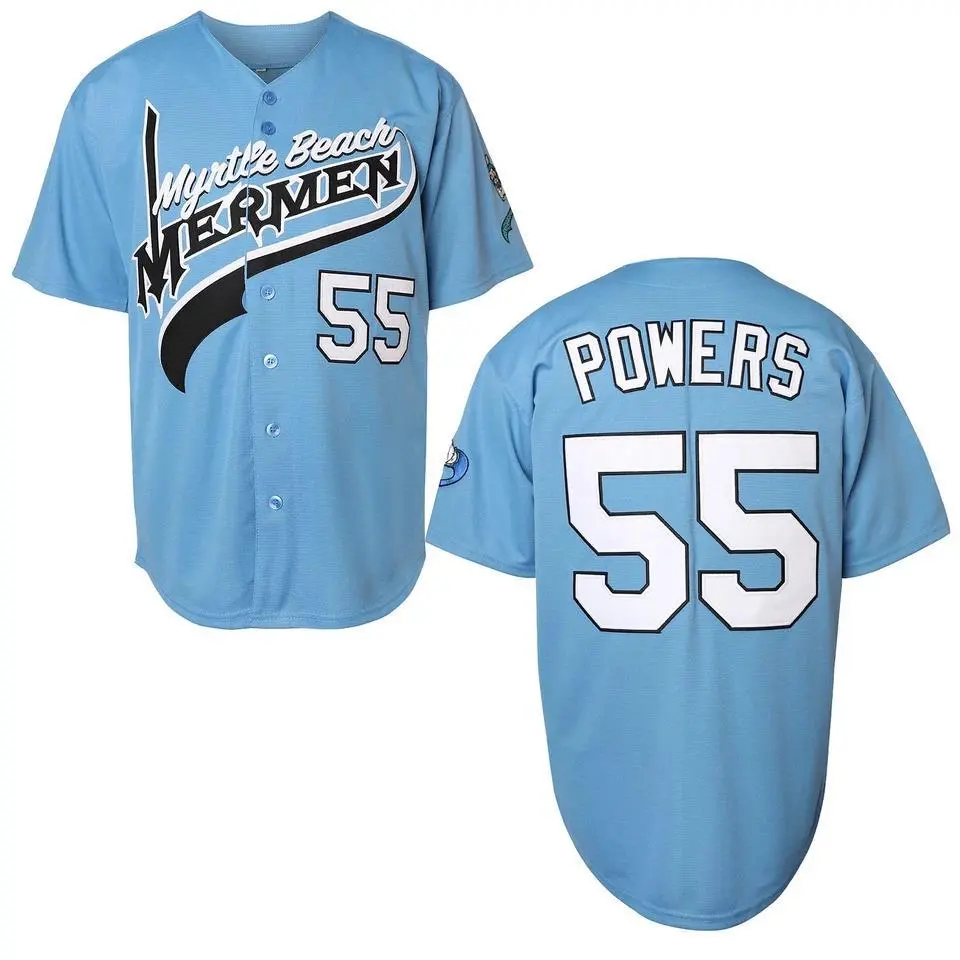 Kenny Powers Baseball Jersey, #55 Myrtle Beach Mermen, Stitched Men’s Movie Jersey, Eastbound & Down
