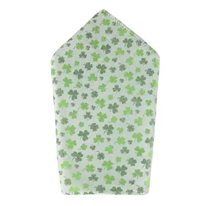 Trafalgar White Shamrock Novelty Silk 12x12 Pocket Square, Pocket Squares