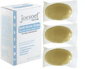 JOESOEF SKIN CARE Sulfur Soap for Acne Pharmaceutical Grade Dermatologists Approved for Acne Rosacea 100G 3 PACK