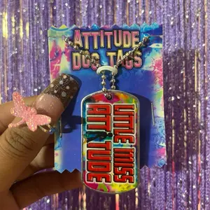 gift Little Miss Attitude Dog Tag Necklace McBling Y2K Early 2000s Trashy Glam Statement Jewelry