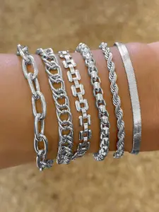 Women's Punk Style Bracelet Set, Metal Chain Design, Rope Snake Twisted Layers, Perfect Gift for Women, Daily Wear Jewelry, Stackable Bracelets