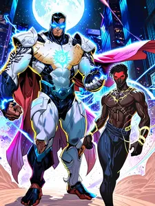 Electric Superhero Blanket – Futuristic Hero Duo Throw Blanket | Anime Style Powers | Superhero Bedroom Decor | Lightning Warrior Gift for Him | Cool Gamer Gift | Bold Comic Art Blanket | Heroic Energy Throw | Epic Anime Apparel