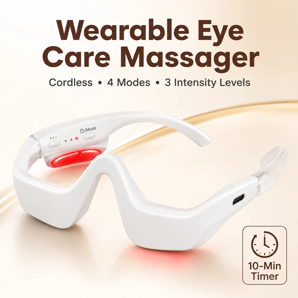 Red Light Eye Mask, EMS Microcurrent Eye Massager with 3 Modes & 10-Minute Auto Timer, Rechargeable Under Eye Care Beauty Device for Home Spa, Travel, Gift for Women Men