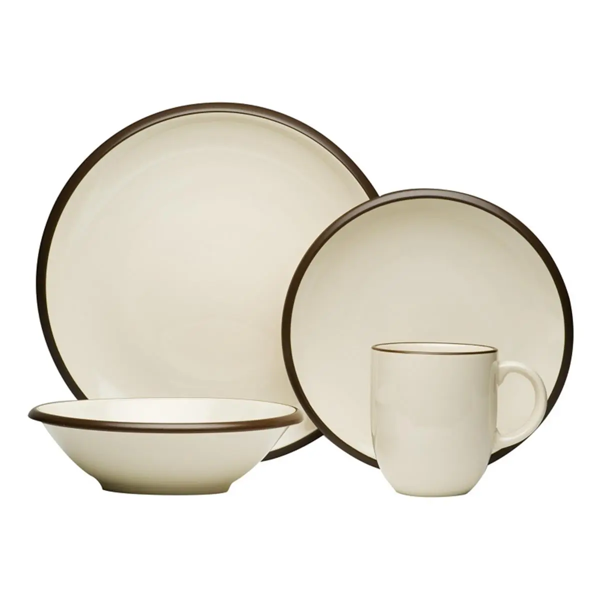 212 MAIN Red Hampshire Cream Contemporary 16-Piece Tableware Set - Dark Rim Dinnerware, Oven-Safe Bowls & Plates for Kitchen Dining, Dinnerware Sets
