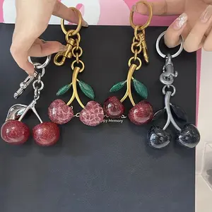 Five Different Styles Crystal Cherry Charm Pendant For Coach Bag Women's Handbag Shoulder Bags Keychain Attachment Bag Charms