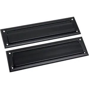 Solid Brass Mail Slot with Solid Brass Interior Back Plate, 13" x 3.625", Matte Black, 1 Pack, Made in Taiwan