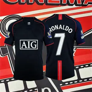 2007 2008 Away Retro Black No.7 Ronaldo ShortSleeved Soccer Jersey