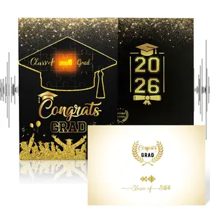 Class of 2026 Party Decoration Graduation Recordable Greeting Card with Lights Congratulations Personalized Gift Glowing 2026 Congrats Grad Party Decoration  with Envelope and Box