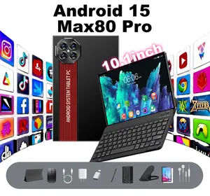 Max80 Pro 10.1-inch Android 15 Tablet 8000mAh Battery 12GB RAM 128GB ROM Free Keyboard Mouse Stylus Protective Case Stand for Office Home Gaming Videos