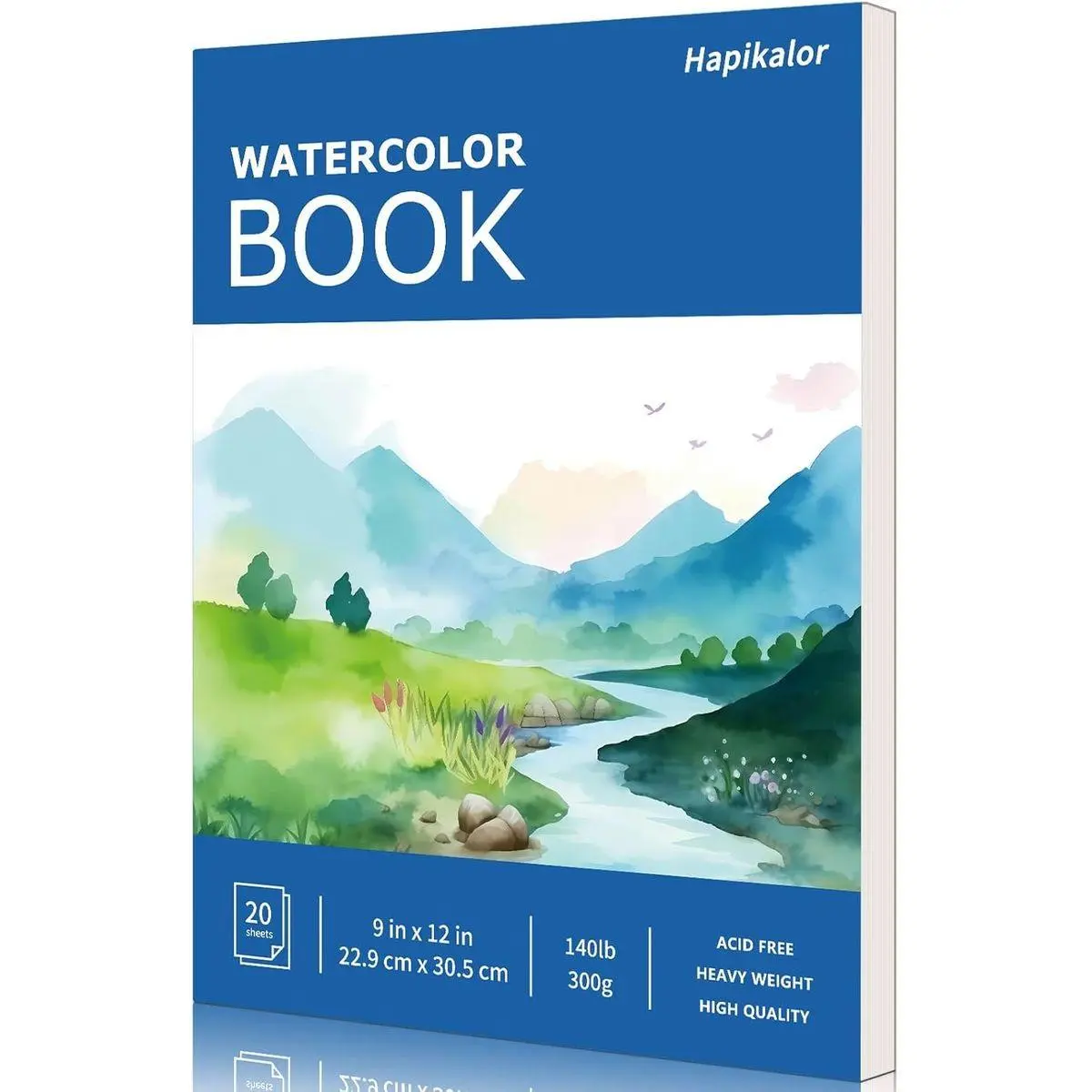 Watercolor Paper Pad, 9"x12" 140lb/300gsm Artist Drawing Sketch Book, Paper Pad, Art Journal, Arts and Crafts Supplies for Adults Kids, Paint Set, Colors, Canvas Painting, Watercolors, Blue