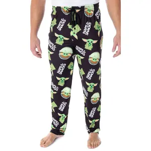 Star Wars Men's The Mandalorian Baby Yoda Snacks And Naps Loungewear Pajama Pants