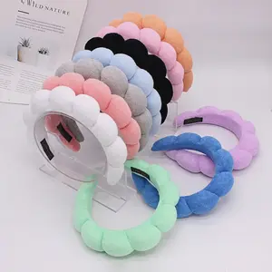 Women's Latte Color Sponge Cloud Top Knot Headband Set, Soft & Comfortable Design, Perfect for Skincare & Daily Wear, Accessories