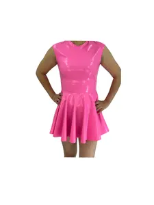 Pink latex sleeveless dress