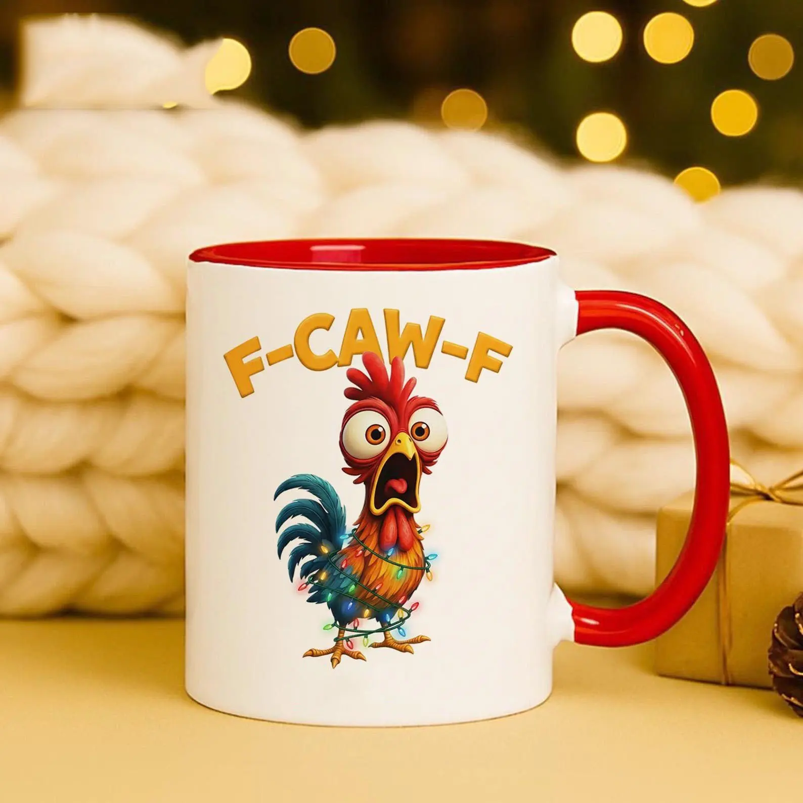 BNB [Trending] F-CAW-F Funny Chicken Mug - 11oz & 15oz, Sarcastic Rooster Coffee Cup, Hilarious Chicken Drinkware, Spooky Halloween Mug, Halloween Gifts, Christmas Gifts, Funny Gift Ideas