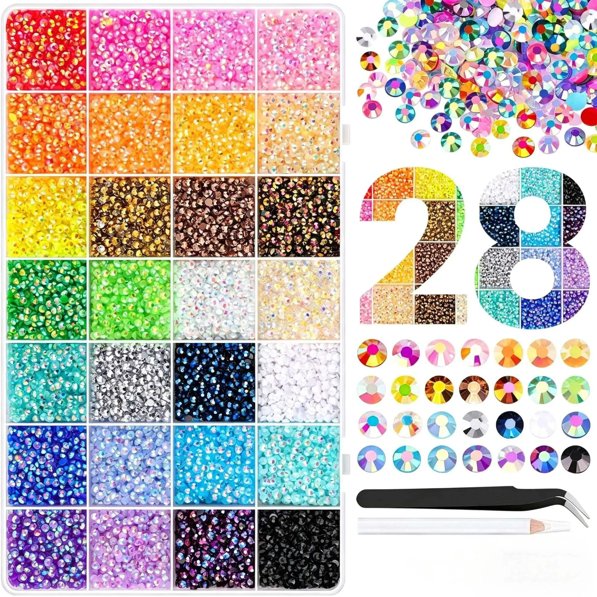 Rhinestone Bedazzling Kit with Flatback Gems, Tools & Crystal Design Nail Art Accessories for Tumblers, Shoes, Bedazzled Kit