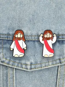 Cute Jesus Lapel Pins, Faith & Encouragement Accessory, Perfect Gift for Believers, Stylish Religious Pin for Clothing