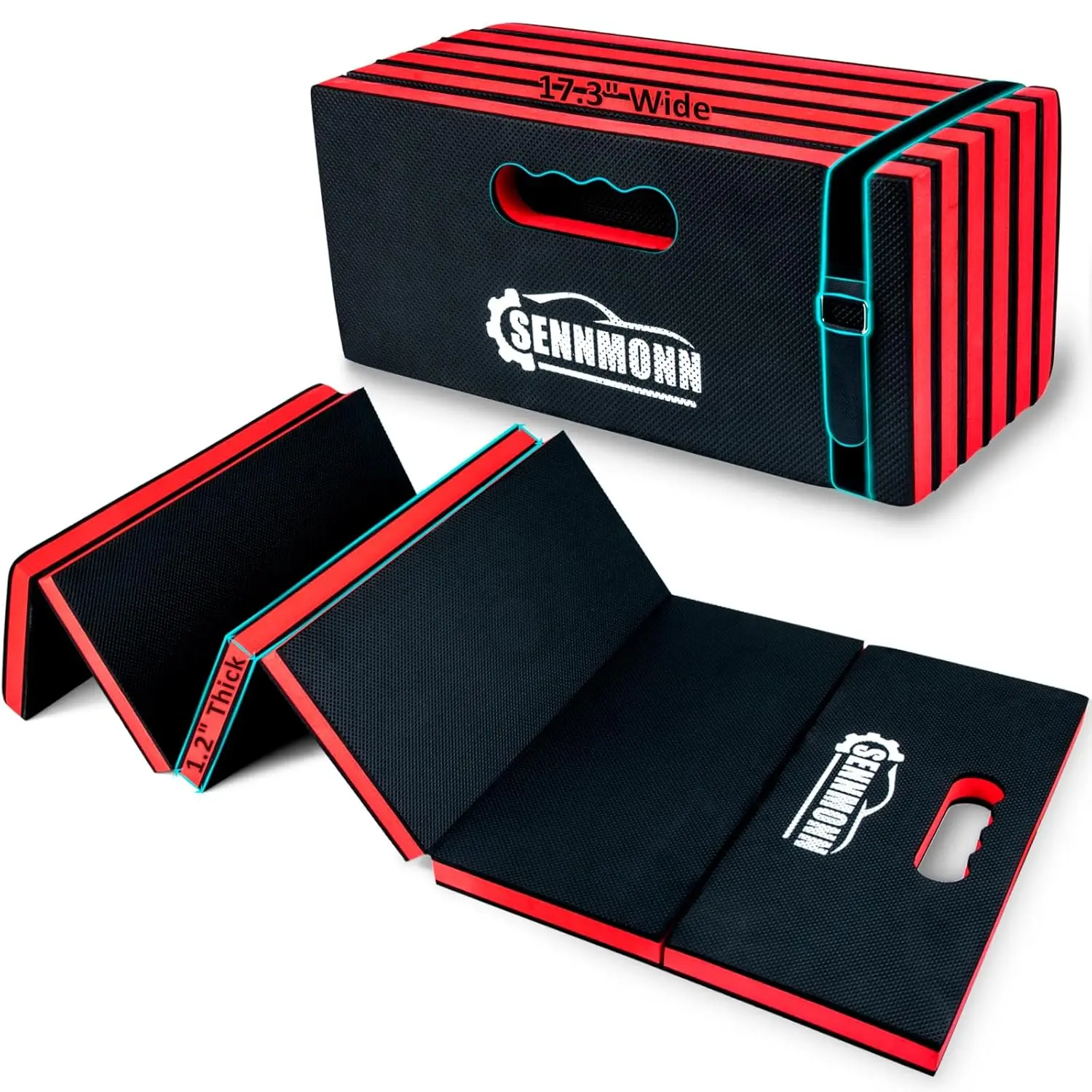 1.2" Extra Thick Foldable Kneeling Pad with Handle and Storage belt,5 Fold Comfortable EVA  Cushion Mat for Workshop Repairing,Gardening,Yardwork,Camping, Gym,.3 * 17.3 * 1.2''