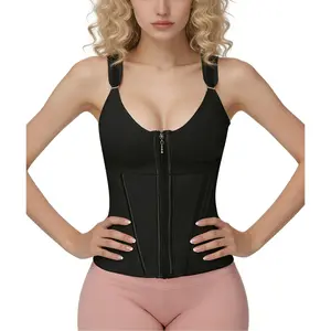Waist Trainer Vest with Hooks & Zipper Women Tummy Control Shapewear Corset Waist Cincher Tank Top Body Shaper for Daily & Workout
