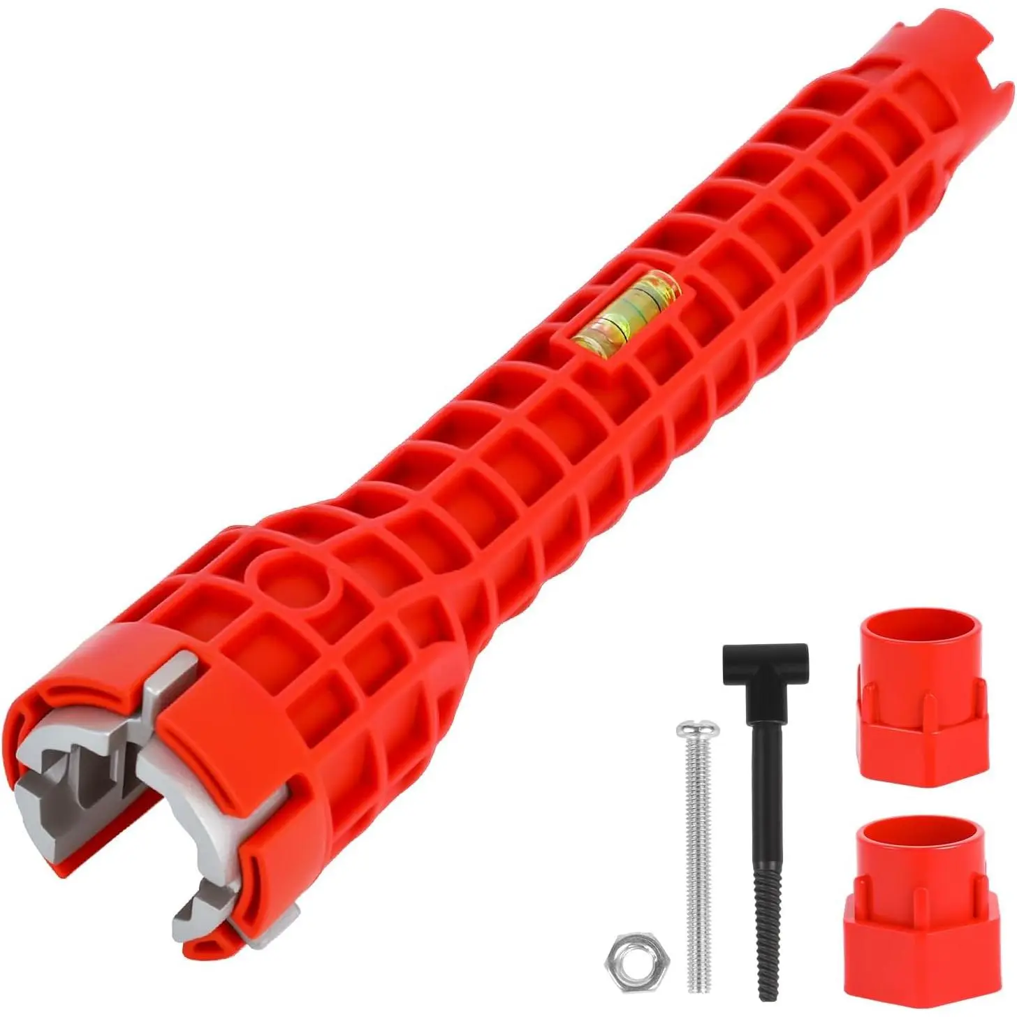 8 in-1 Multifunctional Sink & Faucet Installer Wrench - Plumbing Tool for Bathroom/Kitchen Toilet Pipe Repair & Installation (Red)