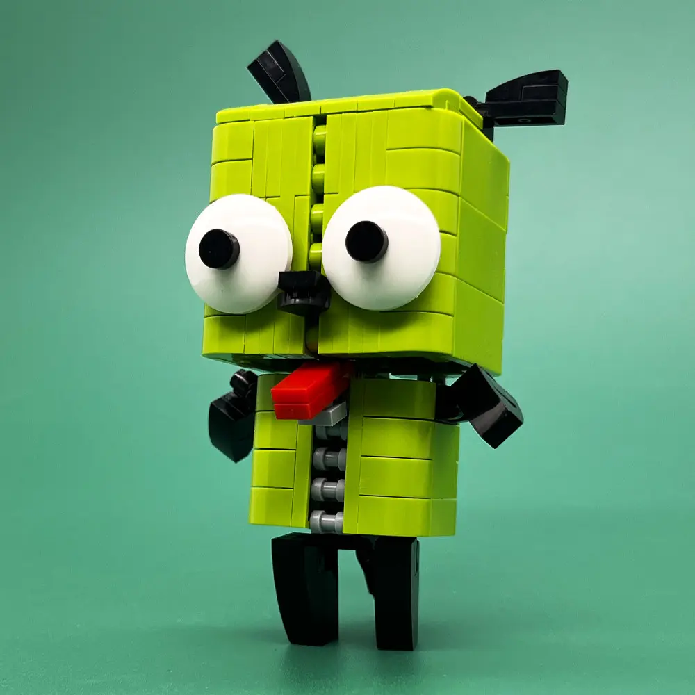 Green Dog Robot Building Blocks Kit, Cute Alien Disguise Brick Figure for Kids & Adults, Creative Sci-Fi Cartoon Mascot Model for Desktop Decoration, DIY Construction Set, Stem Construction Set, Birthday Gift for Animation Fans, Puppy, Building Block Sets
