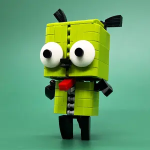 Green Dog Robot Building Blocks Kit, Cute Alien Disguise Brick Figure for Kids & Adults, Creative Sci-Fi Cartoon Mascot Model for Desktop Decoration, DIY Construction Set, Stem Construction Set, Birthday Gift for Animation Fans, Puppy