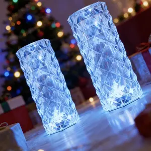 Crystal Rose Wave Table Lamp - RGB Color Changing Night Light, Remote & Touch Control, USB Rechargeable Dimmable Ambient Light for Bedroom, Living Room Decor