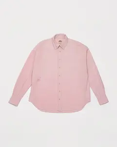 Hand-Embroidered Asymmetric Organic Cotton Poplin Shirt Powder Pink