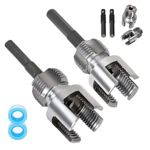 4PCS Pipe Threading Tool, 1/2" & 3/4" Dual-Function Internal & External Pipe Threader Kit, Alloy Steel Thread Cutting Tool for Water Pipes, Electric Drill Compatible, Fast DIY Plumbing Solution