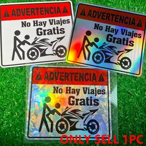 No Hay Viajes Gratis Motorcycle Sticker, Waterproof Self-adhesive Cartoon Character Warning Car Sticker, Decorative Decals for Car Triangle Windshield Bumper