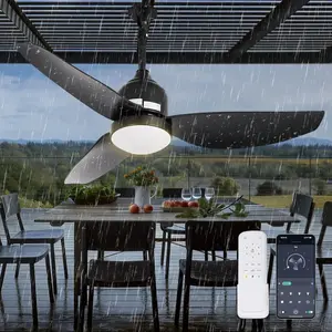 42 Inch Outdoor Ceiling Fan with Light,Waterproof Plug in Ceiling Fan,Outdoor Gazebo Fan,App&Remote Control,3 Colors LED Light,6-Speed Quiet DC Motor,Reversible,for Patio Porch(Black)