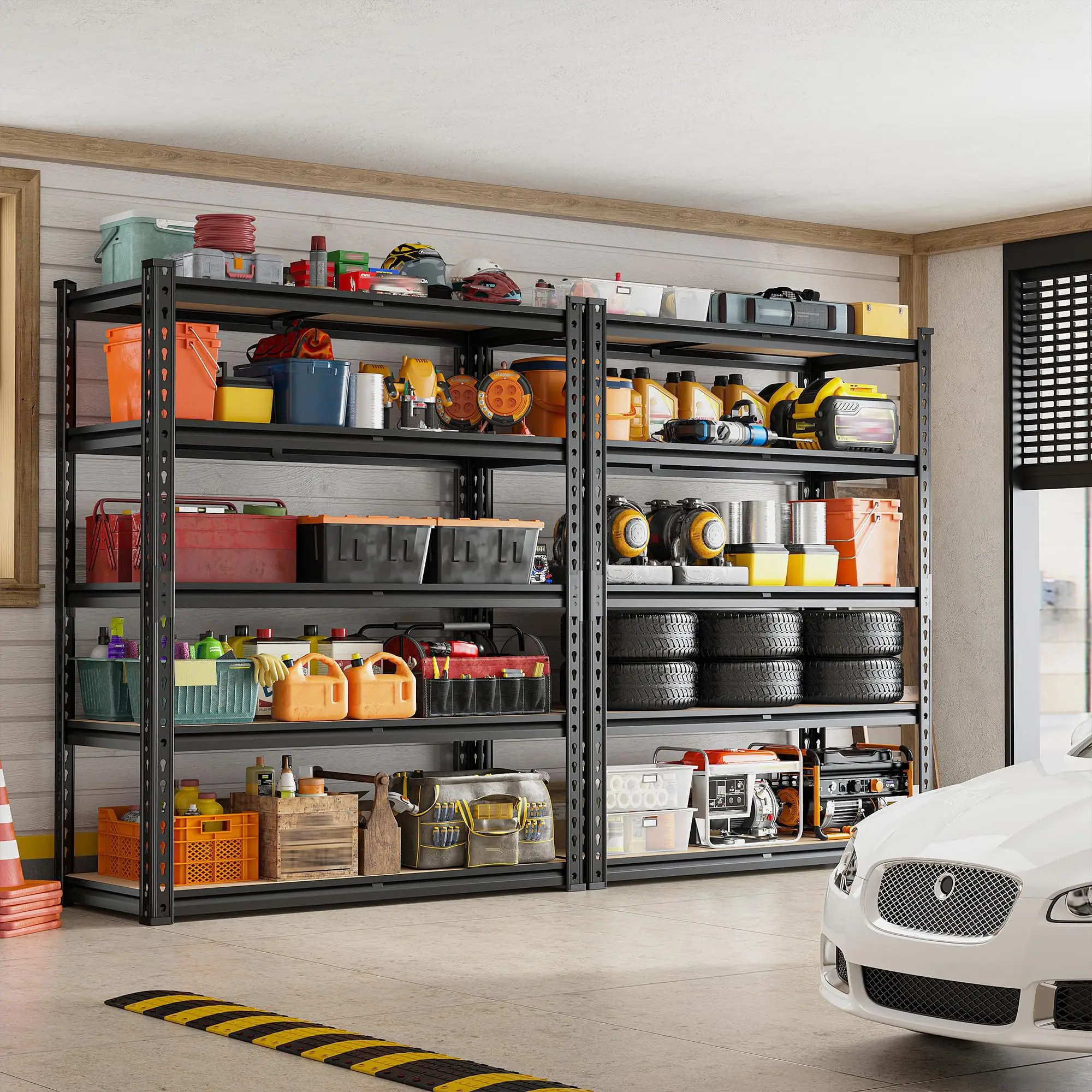 Raybee Furniture 72" 5 Tier Heavy Duty Metal Garage Shelving, Loading 1550-3000LBS, Adjustable Garage Storage Shelves,for Craft Warehouse Pantry Basem