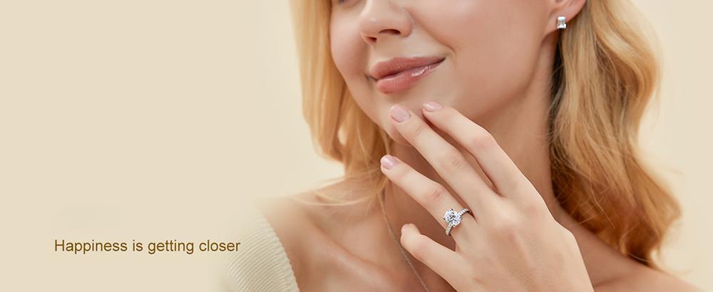 Oval Cut Full Moissanite Engagement Ring for Women  S925 Silver1/2/3/4Carat Hidden Halo Diamond Wedding Rings with Certificates